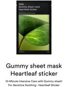 Abib Gummy Sheet Mask Heartleaf Sticker nyugtató hatású gézmaszk érzékeny és problémás arcbőrre 27 ml