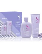 Alfaparf Milano Semi di Lino Smooth Duo Kit ajándékszett a rakoncátlan és töredezett hajra 3 db