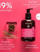 Apivita Intimate Plus Cleansing Gel finom habzó tisztító gél intim higiéniára 300 ml