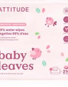 Attitude Baby Leaves Water Wipes nedves törlőkendők illatmentes 3x72 db