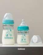 Baboo Anti-colic Glass Feeding Bottle Wide Neck cumisüveg üvegből 0m+ 1 db