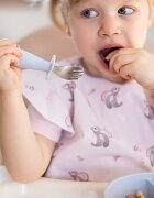 BabyOno Be Active Stainless Steel Spoon and Fork étkészlet gyermekeknek Beige 12m+ 2 db