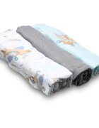 BabyOno Natural Bamboo Diapers Blue-Grey mosható pelenkák 70x70 cm 3 db