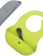 BBLÜV Pöket előke kanállal Grey/Lime 2 db