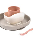 Beaba 4-Piece Silicone Dinner Set etetőszett Terracotta / Gazelle 4m+ 4 db