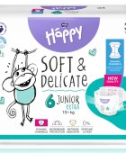 BELLA Baby Happy Soft&Delicate eldobható pelenkák nedvességelvezető csatornákkal Junior Extra 15+ kg 34 db