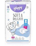 BELLA Baby Happy Soft&Delicate eldobható pelenkák nedvességelvezető csatornákkal Midi 5-9 kg 70 db