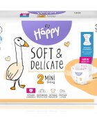 BELLA Baby Happy Soft&Delicate eldobható pelenkák nedvességelvezető csatornákkal Mini 3-6 kg 38 db