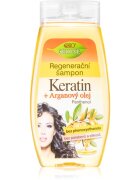 Bione Cosmetics Keratin + Argan regeneráló sampon a fénylő és selymes hajért 260 ml