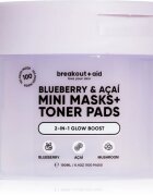 breakout + aid Mini Masks+Toner Pads Bluberry & Acai tonizáló párnák élénk és hidratált bőr 100 ml