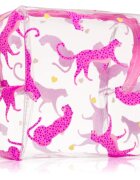 BrushArt Accessories Transparent cosmetic bag átlátszó kozmetikai táska Cheetah in love 15 x 14 x 9 cm 1 db