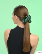 BrushArt Hair Large satin scrunchie set hajgumik Brown & Green