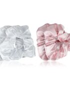 Brushworks Satin Scrunchies Pink & White hajgumik