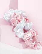Brushworks Satin Scrunchies Pink & White hajgumik