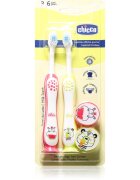 Chicco Toothbrush Set 3-6 y+ tapadókorongos fogkefe gyermekek számára Hippo-Panda