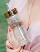 Crystallove Clear Quartz Straw Water Bottle Kulacs szívószállal Hologram 400 ml