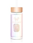 Crystallove Clear Quartz Straw Water Bottle Kulacs szívószállal Hologram - Rose Quartz 400 ml