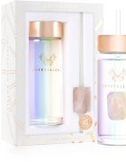 Crystallove Clear Quartz Straw Water Bottle Kulacs szívószállal Hologram - Rose Quartz 400 ml