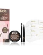 Delia Cosmetics Eyebrow Expert Zest Szemöldökformázó készlet árnyalat 3.0 Dark Brown 3 db