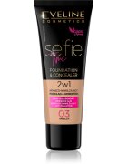Eveline Cosmetics Selfie Time alapozó és korrektor 2 az 1-ben árnyalat 03 Vanilla 30 ml