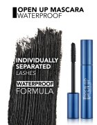 flormar Open Up Waterproof Mascara vizálló szempillaspirál a pillák elválasztásáért és göndörítéséért 12 ml
