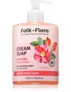 Folk & Flora Rosehip & Hawthorn krémes folyékony szappan az érzékeny bőrre 500 ml