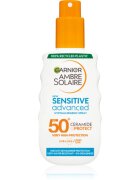 Garnier Ambre Solaire Sensitive Advanced védő napozótej spray formában SPF 50+ az érzékeny bőrre 150 ml