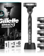 Gillette Mach3 Charcoal borotva állvánnyal + cserepenge 6 db