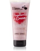 I Love Strawberries & Cream tusfürdő gél peeling hatással 200 ml
