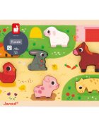 Janod Chunky Farm Puzzle interaktív formaberakó játék 18m+ 7 db