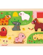 Janod Chunky Farm Puzzle interaktív formaberakó játék 18m+ 7 db