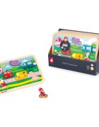 Janod Chunky Puzzle Vehicles interaktív formaberakó játék 18m+ 7 db