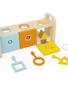 Janod Shape Sorter Box with Keys interaktív formaberakó játék 18m+ 1 db