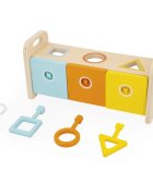 Janod Shape Sorter Box with Keys interaktív formaberakó játék 18m+ 1 db