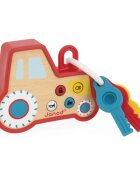 Janod Sound and Light Tractor Keychain interaktív játék fából készült 18m+ 1 db