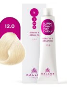 Kallos KJMN Professional Cream Hair Colour Keratin & Argan Oil hajfesték árnyalat 12.0 Special Ultra Blond 100 ml