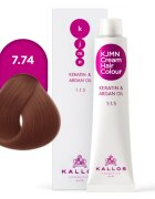 Kallos KJMN Professional Cream Hair Colour Keratin & Argan Oil hajfesték keratinnal és argán olajjal árnyalat 7.74 Oak 100 ml
