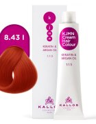 Kallos KJMN Professional Cream Hair Colour Keratin & Argan Oil hajfesték keratinnal és argán olajjal árnyalat 8.43 l Intense Coral Red 100 ml