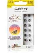 KISS imPRESS Just Press & GO ! Csomómentes elválasztott szempillák Authentic Natural c 12 db