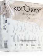 Kolorky Deluxe Velvet Dots eldobható ÖKO pelenkák L méret 8-13 kg 19 db