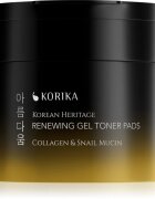 KORIKA Korean Heritage Collagen & Snail Mucin Renewing Gel Toner Pads megújító géles tonizáló vattakorongok 70 db