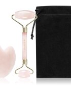 KORIKA Tools Face Roller & Gua Sha masszázs henger az arcra és masszázs szegédeszköz Quartz Pink