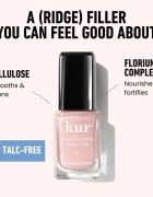 LONDONTOWN Kur Tinted Fortifying Ridge Filler alap körömlakk a száraz törékeny körmökre árnyalat Petal Pink 12 ml