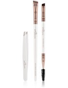 Luvia Cosmetics Prime Vegan Brow Kit Szemöldökformázó készlet Pearl White / Metallic Coffee Brown