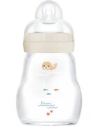 MAM Feel Good Glass Baby Bottle antikólikás üvegből készült cumisüveg 0m+ Beige 1 db