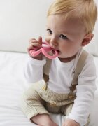 Matchstick Monkey Monkey Teether rágóka 2in1 kefével Pink 1 db