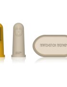 Matchstick Monkey Silicone Finger Toothbrush ujjra húzható fogkefe gyermekeknek tokkal Yellow/ Beige 2 db