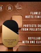 Max Factor Facefinity Refillable kompakt mattító alapozó SPF 20 árnyalat 009 Caramel 10 g