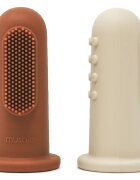 Mushie Finger Toothbrush ujjra húzható fogkefe gyermekeknek Clay/Shifting Sand 2 db