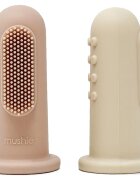 Mushie Finger Toothbrush ujjra húzható fogkefe gyermekeknek Shifting Sand/Blush 2 db